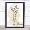 Watercolour Line Art Dad And Small Child Decorative Wall Art Print