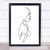 Black & White Line Art Ladies Face Hair Decorative Wall Art Print