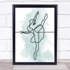 Watercolour Line Art Lady Ballet Dancer Decorative Wall Art Print