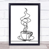 Black & White Line Art Espresso Coffee Decorative Wall Art Print