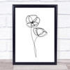 Black & White Line Art Flowers Poppies Decorative Wall Art Print