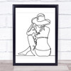 Black & White Line Art Lady Hat Beach Decorative Wall Art Print