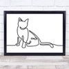 Black & White Line Art Landscape Cat Decorative Wall Art Print