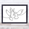 Black & White Line Art Pair Of Doves Decorative Wall Art Print