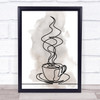 Watercolour Line Art Espresso Coffee Decorative Wall Art Print