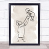 Watercolour Line Art Father And Baby Decorative Wall Art Print