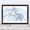 Watercolour Line Art Horse Landscape Decorative Wall Art Print