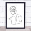 Black & White Line Art Back Of Lady Decorative Wall Art Print