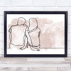Watercolour Line Art Couple Sitting Decorative Wall Art Print