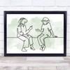 Watercolour Line Art Elderly Ladies Decorative Wall Art Print