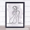 Watercolour Line Art Lady Nude Back Decorative Wall Art Print