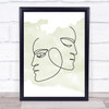 Watercolour Line Art Opposite Faces Decorative Wall Art Print