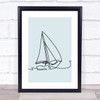 Block Colour Line Art Sailing Boat Decorative Wall Art Print