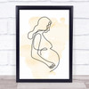 Watercolour Line Art Lady Pregnant Decorative Wall Art Print
