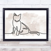 Watercolour Line Art Landscape Cat Decorative Wall Art Print