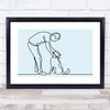 Block Colour Line Art Man And Dog Decorative Wall Art Print