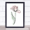 Watercolour Line Art Pretty Tulip Decorative Wall Art Print