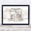 Watercolour Line Art Wine Glasses Decorative Wall Art Print