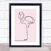 Block Colour Line Art Flamingo Decorative Wall Art Print