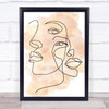 Watercolour Line Art Two Faces Decorative Wall Art Print