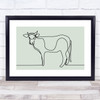 Block Colour Line Art Cow Decorative Wall Art Print