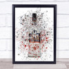 Watercolour Splatter Russian Black Vodka Bottle Decorative Wall Art Print