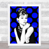 Audrey Hepburn On Black & Navy Funky Wall Art Print