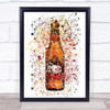 Watercolour Splatter Spanish Star Red Beer Bottle Wall Art Print