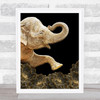 Elephant Gold Flowers Wall Art Print