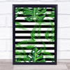 Jungle Art Jungle Leaves Black & White Stripes Wall Art Print