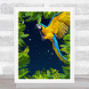 Jungle Art Parrot At Night Wall Art Print