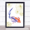 Purple Tinted Gold Fish & Gold Lilies With Lotus Wall Art Print