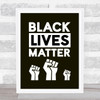 Black Lives Matter Bold Fist Black Wall Art Print