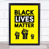 Black Lives Matter Bold Fist Yellow Wall Art Print