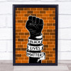 Black Lives Matter Fist Against Orange Wall Wall Art Print