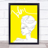 Black Lives Matter Line Drawing African Female Yellow Wall Art Print