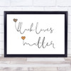 Black Lives Matter Script Text & Hearts Landscape Wall Art Print