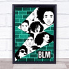 Black Lives Matter Teal Wall Lightening Faces Wall Art Print