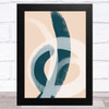 Dark Teal & Peach Abstract Strokes Style 4 Wall Art Print