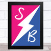 Sis V Bro YouTubers Lightening Logo Pink & Blue Children's Kids Wall Art Print