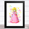 Princess Peach Super Mario Bros Splatter Art Children's Kids Wall Art Print