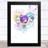 Gatcha Life Three Besties Splatter Heart Children's Kids Wall Art Print