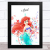 Ariel Mermaid Disney Splatter Art Children's Kids Wall Art Print