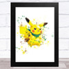 Pikachu Pokemon Splatter Art Children's Kids Wall Art Print