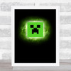 Minecraft Neon Glow Creeper Children's Kids Wall Art Print