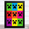 Minecraft Colour Creepers Children's Kids Wall Art Print