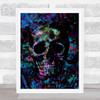 Gothic Colourful Skull On Abstract Background Home Wall Art Print