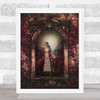 Gothic Floral Arch Woman With Wolf Home Wall Art Print