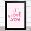 I Love You Pink Mouse Home Wall Art Print