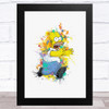 Homer Simpson Watercolour Splatter The Simpsons Children's Kid's Wall Art Print